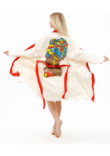 Müslin Kimono %100 Pamuklu Afrikalı Kadın Baskılı Desenli Bornoz Kaftan Sabahlık indirimleri