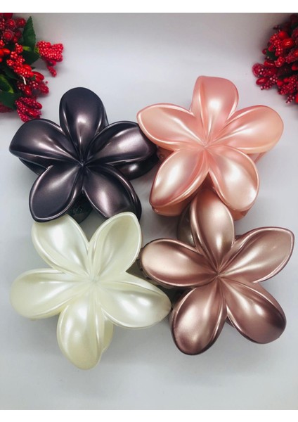 Rengarenk Lotus Çiçeği Mandal Toka Seti 4'lü Büyük Boy (8cm)