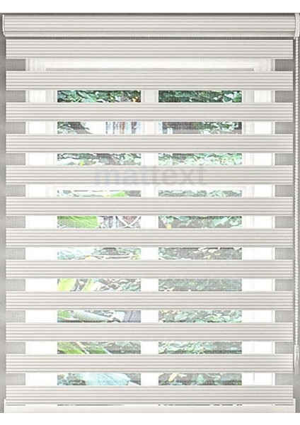 Beyaz Dar Plise Zebra Perde