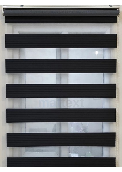 Siyah Geniş Plise Zebra Perde