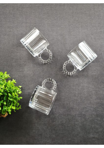 3 Lü Cam Boncuk Kulplu Bardak Kupa Çay Kahve Meşrubat Bardağı 250ML