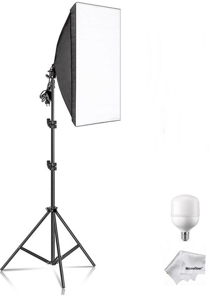 Youtube , Vlog , Tiktok Vb Canlı Yayın Için 50X70CM Softbox 40W Torch Ampullü LED Sürekli Işık