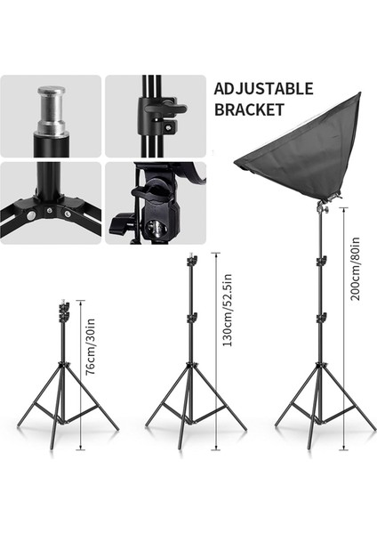 Youtube , Vlog , Tiktok Vb Canlı Yayın Için 50X70CM Softbox 40W Torch Ampullü LED Sürekli Işık