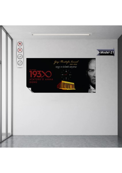 Statik Tutunma Özellikli Tablo - Poster Atatürk (Model- 21) 49 cm x 98 cm 13