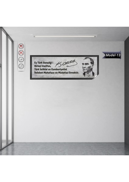 Statik Tutunma Özellikli Tablo - Poster Atatürk (Model- 13) 35 cm x 100 cm 13