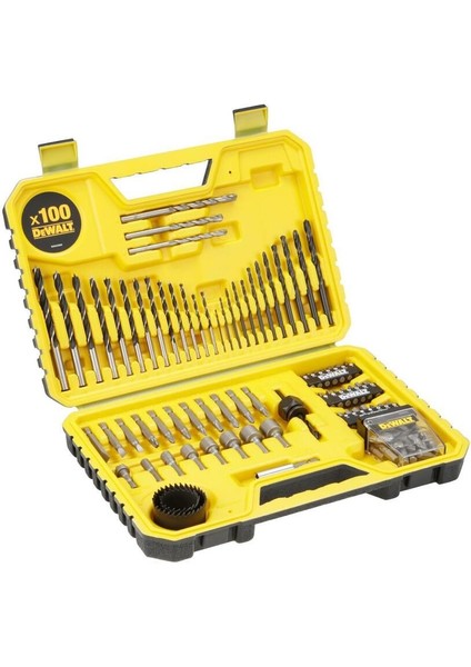 DT71563-QZ 100 Parça Metal, Ahşap, Duvar, Vidalama, Testere Matkap Ucu Seti