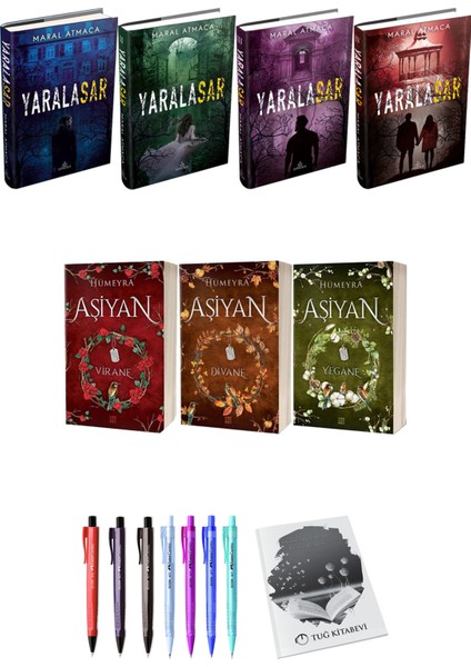 Aşiyan Virane Divane Yegane 3lü Set (Ciltli) ve Yaralasar 4lü Set (Ciltli) Maral Atmaca