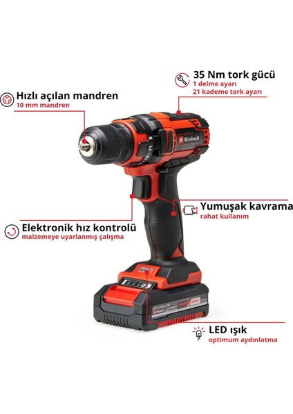 Te-Cd 18/35 Li (1x1,5 Ah), Akülü Vidalama modelleri