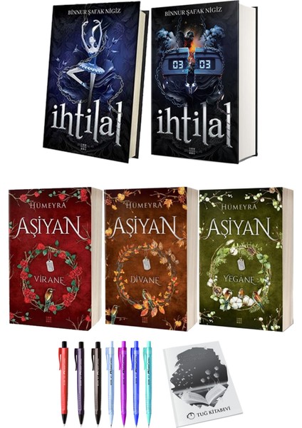 Aşiyan Virane Divane Yegane 3lü Set (Ciltli) ve Ihtilal 2li Set (Ciltli) Binnur Şafak Nigiz