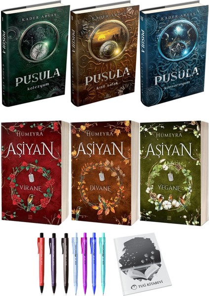 Aşiyan Virane Divane Yegane 3lü Set (Ciltli) ve Pusula Kolezyum Kızıl Şafak Konsorsiyum (Ciltli) Kader Arvas