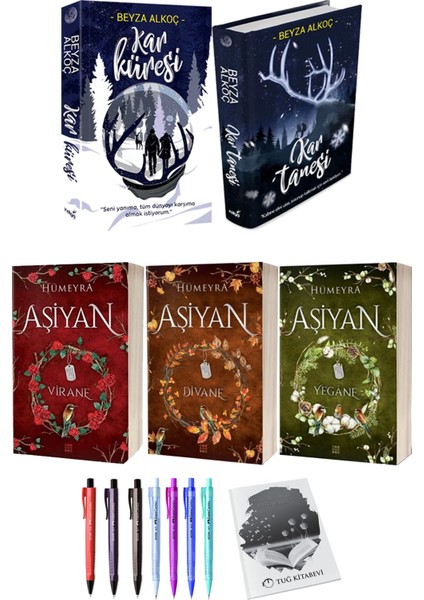 Aşiyan Virane Divane Yegane 3lü Set (Ciltli) ve Kar Küresi Kar Tanesi (Ciltli) Beyza Alkoç