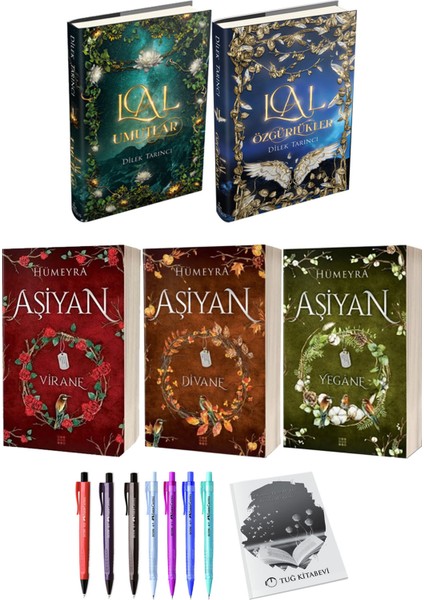 Aşiyan Virane Divane Yegane 3lü Set (Ciltli) ve Lal Umutlar Lal Özgürlükler 2li Set (Ciltli) Dilek Tarıncı