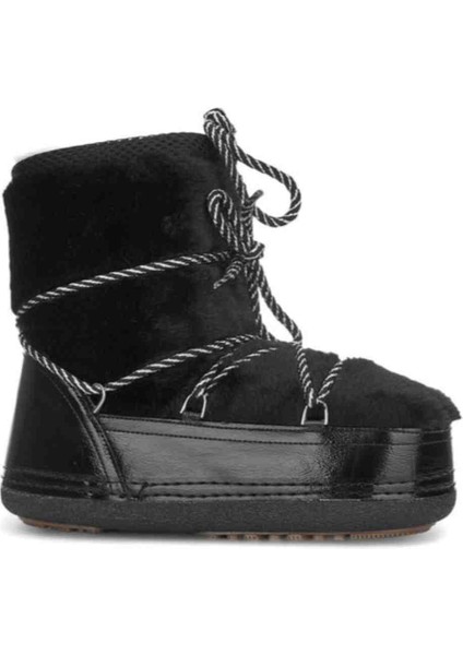 Kadın Kar Botu Günlük Rahat Kürklü Bağcıklı Kalın Taban Bot