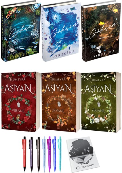 Aşiyan Virane Divane Yegane 3lü Set (Ciltli) ve Gökçen 3lü Set (Ciltli) Loresima