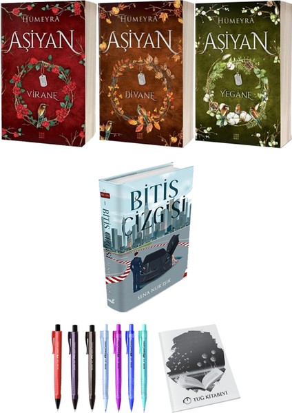 Aşiyan Virane Divane Yegane 3lü Set (Ciltli) ve Bitiş Çizgisi (Ciltli) Sena Nur Işık