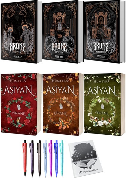 Aşiyan Virane Divane Yegane 3lü Set (Ciltli) ve Bronz 3lü Set (Ciltli) Özge Naz
