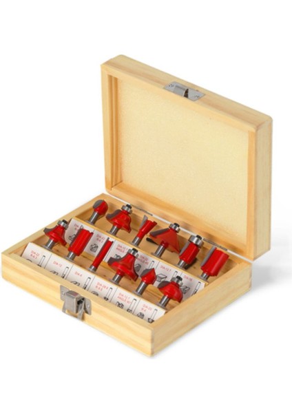 12 Parça Freze Uç Takımı Ahşap Oyma Ağaç Delme Çantalı Set 6 mm
