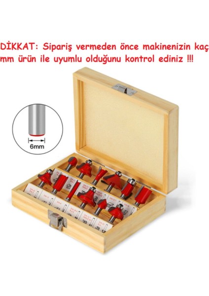 12 Parça Freze Uç Takımı Ahşap Oyma Ağaç Delme Çantalı Set 6 mm fiyatları