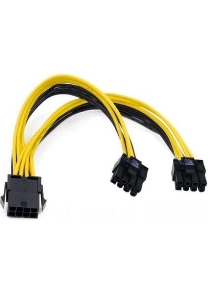 8 Pin Y Kablo 8 Pin Çoğaltıcı Kablo 30 cm 8 Pin To 2x6+2 Ekran Kartı Power Kablosu