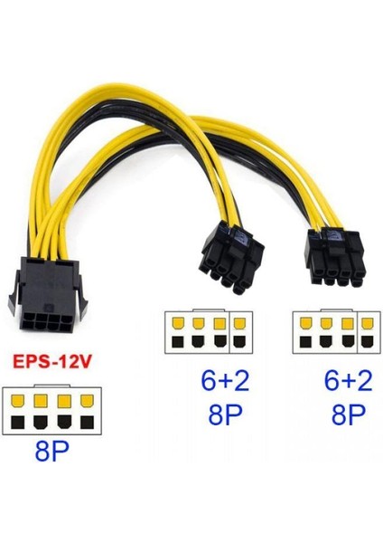 8 Pin Y Kablo 8 Pin Çoğaltıcı Kablo 30 cm 8 Pin To 2x6+2 Ekran Kartı Power Kablosu fiyatları