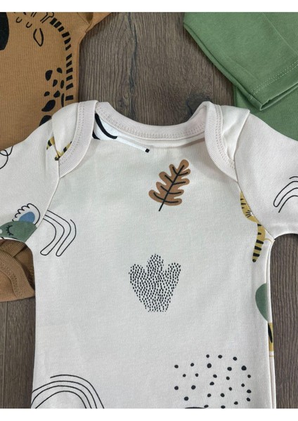 Yenidoğan Organik Pamuk Erkek Bebek 3lü Zıbın Çıtçıtlı Badi Set fiyatları