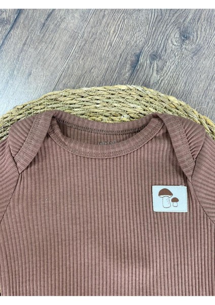 Mantar Desenli Yenidoğan Organik Pamuk Erkek Bebek 3lü Zıbın Çıtçıtlı Badi Set fırsatları