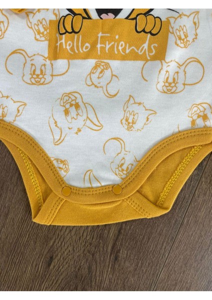 Hello Friends Alttan Çıtçıtlı Bereli Unisex 3lü Bebek Takım modelleri