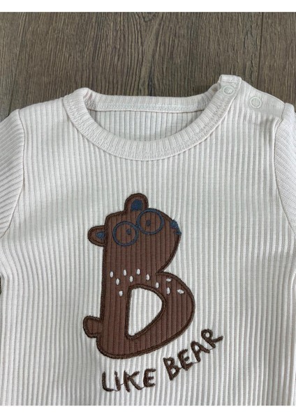 Bear Işlemeli Kaşkorse Altan Çıtçıtlı Bereli Erkek Bebek Takım modelleri