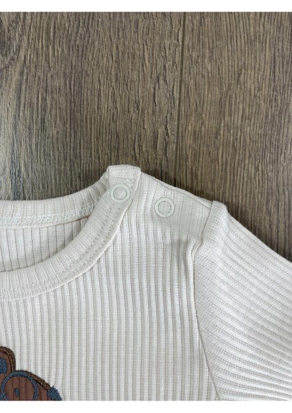 Bear Işlemeli Kaşkorse Altan Çıtçıtlı Bereli Erkek Bebek Takım indirimleri