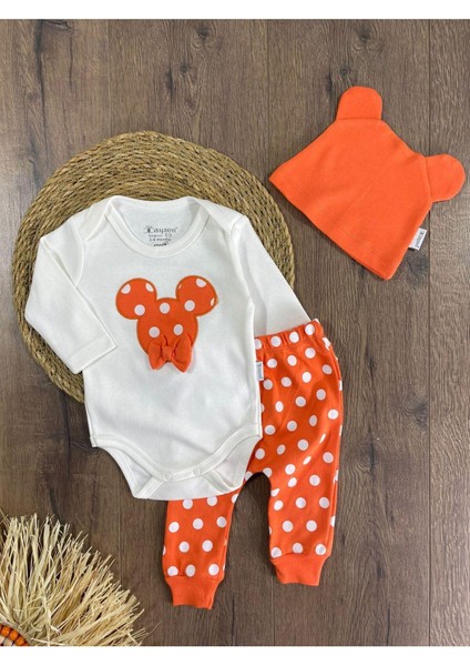 Puantiyeli Fiyonklu Bereli Alttan Çıtçıtlı Kız Bebek Takım