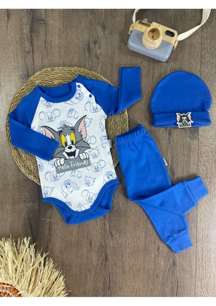 Hello Friends Alttan Çıtçıtlı Bereli Unisex 3lü Bebek Takım
