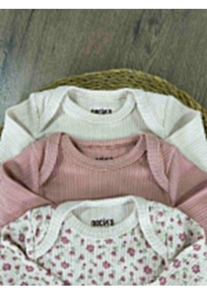 Çiçek Baskılı Yenidoğan Organik Pamuk Kız Bebek 3lü Zıbın Çıtçıtlı Badi S Et fiyatları
