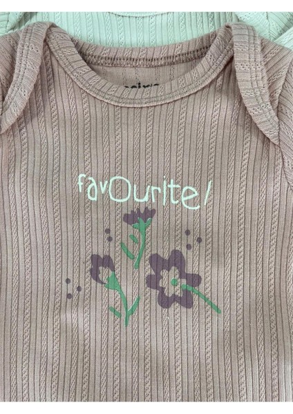 Çiçek Baskılı Yenidoğan Organik Pamuk Kız Bebek 3lü Zıbın Çıtçıtlı Badi S Et fırsatları