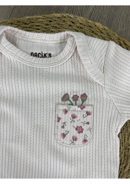 Çiçek Baskılı Yenidoğan Organik Pamuk Kız Bebek 3lü Zıbın Çıtçıtlı Badi S Et indirimleri