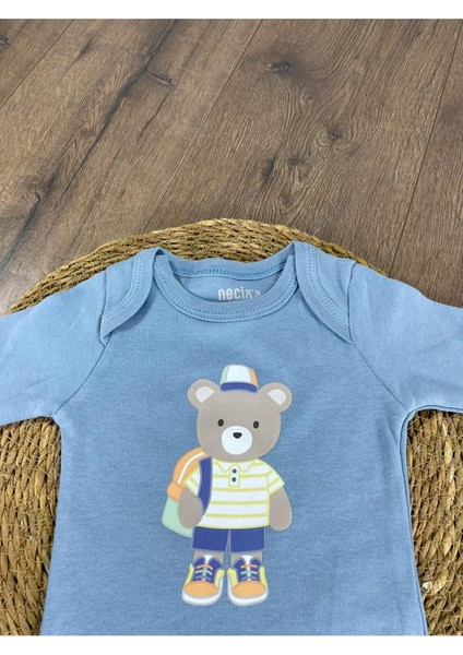 Ayıcık Baskılı Yenidoğan Organik Pamuk Erkek Bebek 3lü Zıbın Çıtçıtlı Badi Set fırsatları