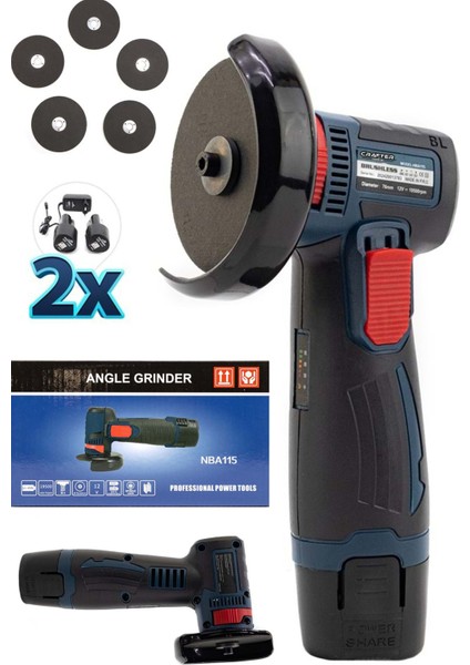 Germany 12V 1500AH 75MM Şarjlı Çift Akülü Kömürsüz Spiral Taşlama