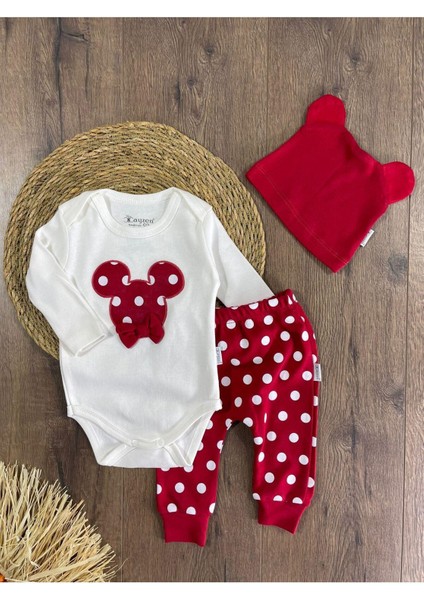 Puantiyeli Fiyonklu Bereli Alttan Çıtçıtlı Kız Bebek Takım