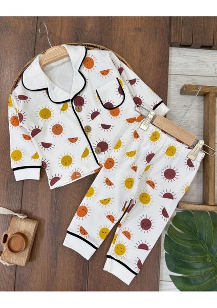 Ünisex Güneş Desenli Pijama Takımı