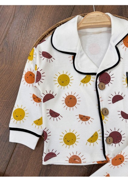 Ünisex Güneş Desenli Pijama Takımı modelleri