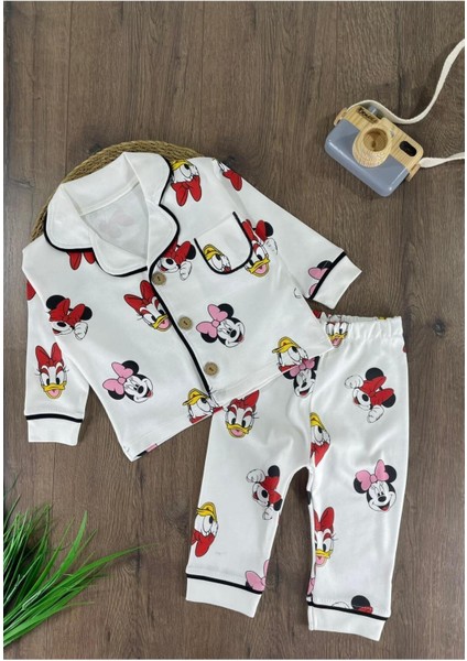 Kruvaze Yaka Organik Kumaş Pijama Takımı