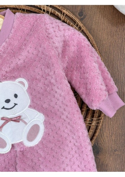 Peluş Ayıcık Nakışlı Patikli Çıtçıtlı Kışlık Erkek Bebek Tulum modelleri