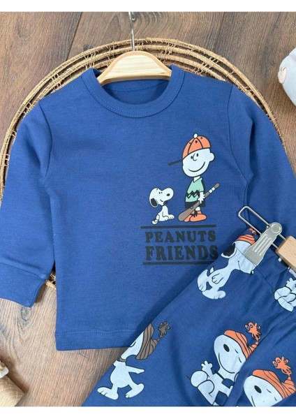 Bisiklet Yaka Peanuts Friends Baskılı Alt Üst Pijama Takımı fırsatları