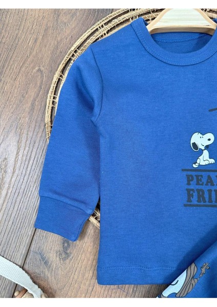 Bisiklet Yaka Peanuts Friends Baskılı Alt Üst Pijama Takımı indirimleri