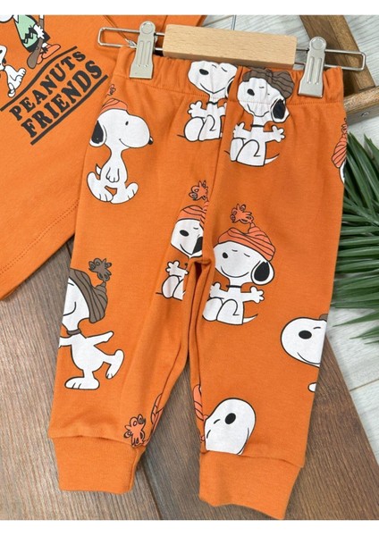 Bisiklet Yaka Peanuts Friends Baskılı Alt Üst Pijama Takımı fiyatları