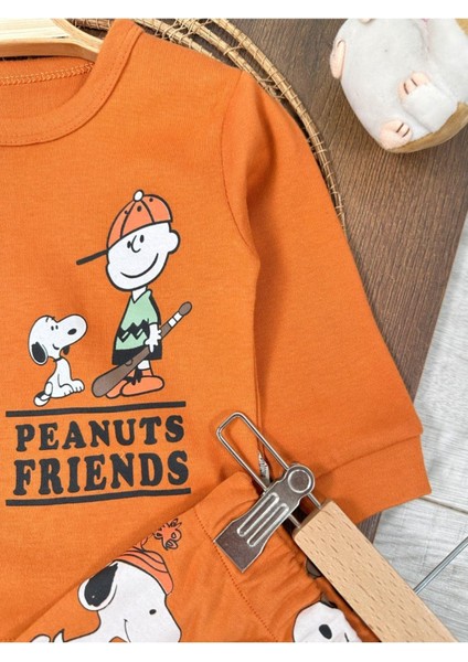 Bisiklet Yaka Peanuts Friends Baskılı Alt Üst Pijama Takımı indirimleri