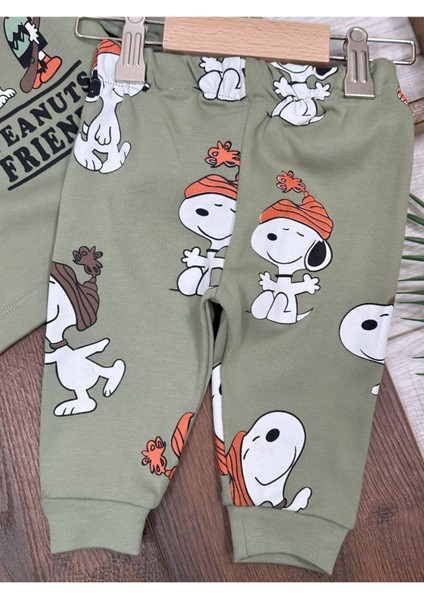 Bisiklet Yaka Peanuts Baskılı Alt Üst 2'li Pijama Takımı fiyatları