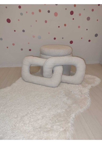 Pufftable Peluş Zincir Yastık Köşeli , Dekoratif Kırlent Teddy Kumaş fırsatları