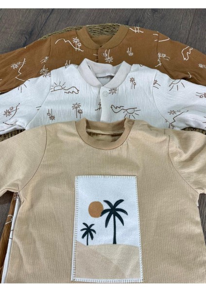 Yenidoğan Organik Pamuk 3lü Erkek Bebek Tulum Set fiyatları