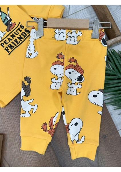 Bisiklet Yaka Peanuts Friends Baskılı Alt Üst Pijama Takımı fiyatları