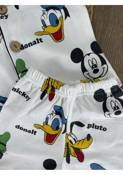 Kruvaze Yaka Önden Düğmeli Rahat Kalıp Yazlık Erkek Bebek Pijama Takımı %100 Pamuk fırsatları